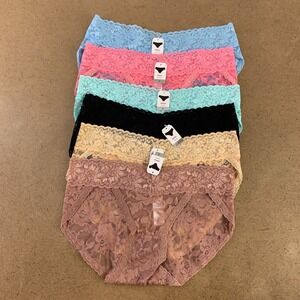 Alyce Intimates Women's Size Small Colorful 6 Pack Stretch Lace Bikini Panty NWT